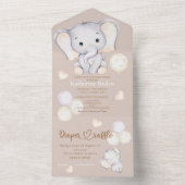 Baby Elefant Aquarell Babydusche All In One Einladung (Innen Boden)