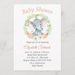 Baby-Elefant-Aquarell-Babyparty-Einladung Einladung