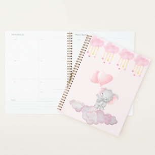 Baby-Elefant auf rosa Wolken – sanfte Pastell-Nurs Planer