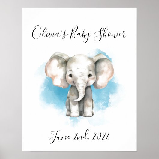 Baby Elefant Baby Dusche Acrylzeichen Poster (Vorne)