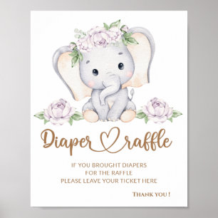 Baby Elefant Baby Dusche Windel Tombola Poster
