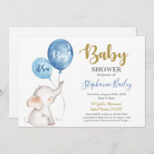 Baby Elefant Baby Shower Junge Einladung (Vorne/Hinten)