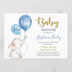 Baby Elefant Baby Shower Junge Einladung