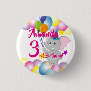 Baby Elefant Balloons Geburtstagsparty Button