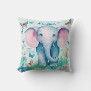 Baby Elefant Blau Personalisiertes Geburtsdatum Uh Kissen