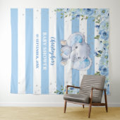 Baby Elefant blus floral silber Baby Dusche Wandteppich (Beispiel (Horizontal))