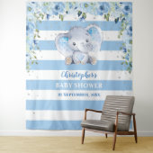 Baby Elefant blus floral silber Baby Dusche Wandteppich (Beispiel)