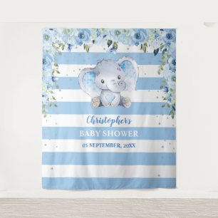 Baby-Elefant Blüten silber Baby Shower Wandteppich
