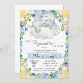 Baby Elefant & Cloud Junge Baby Dusche Einladung. Einladung (Vorne/Hinten)