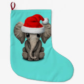 Baby-Elefant, der eine Weihnachtsmannmütze trägt Großer Weihnachtsstrumpf (Vorderseite)