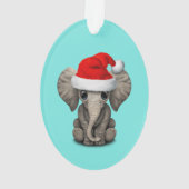 Baby-Elefant, der eine Weihnachtsmannmütze trägt Ornament (Rückseite)
