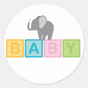 Baby-Elefant-Dusche Runder Aufkleber