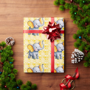 Baby-Elefant Gelbe Punkte Ohren Baby Shower Geschenkpapier