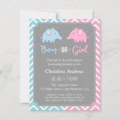 Baby-Elefant-Geschlecht decken Baby-Duschen-Party Einladung (Vorderseite)