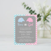 Baby-Elefant-Geschlecht decken Baby-Duschen-Party Einladung (Stehend Vorderseite)