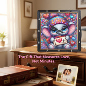 Baby Elefant Ich liebe dich Quadratische Wanduhr