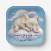 Baby Elefant in der Wolkendusche Pappteller (Vorderseite)