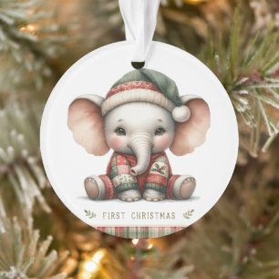 Baby-Elefant in Holiday-Strickjacke Ornament