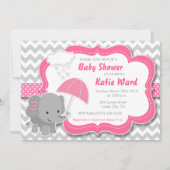Baby-Elefant-Mädchen-Babyparty-Rosa-Einladung Einladung (Vorderseite)