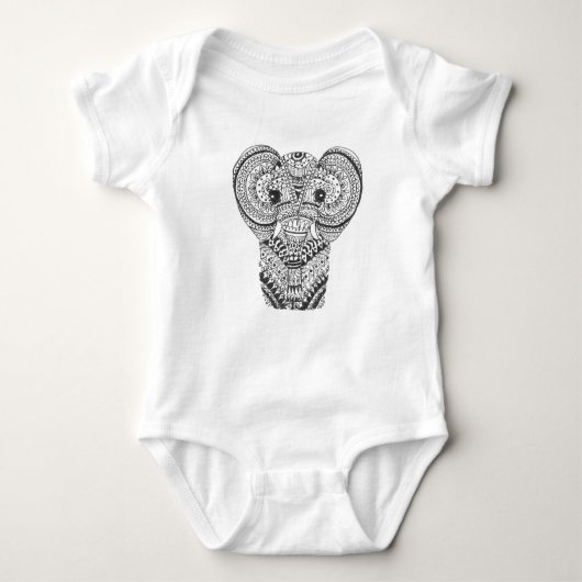 Baby-Elefant-Mandala Onsie Baby Strampler (Vorderseite)