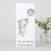 Baby-Elefant mit Ballon-Babyparty-Einladung Einladung (Stehend Vorderseite)