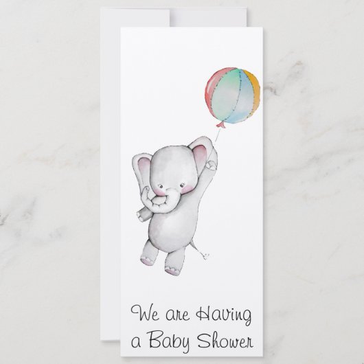 Baby-Elefant mit Ballon-Babyparty-Einladung Einladung (Vorderseite)