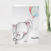 Baby-Elefant mit Ballon-Gruß-Karte Karte (Rückseite)
