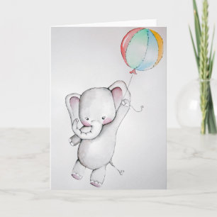 Baby-Elefant mit Ballon-Gruß-Karte Karte