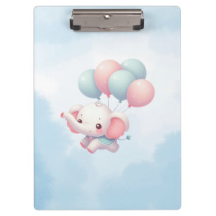 Baby-Elefant mit Ballons Klemmbrett