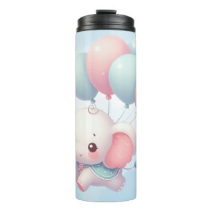 Baby-Elefant mit Ballons Thermosbecher