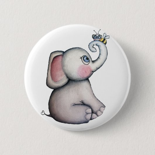 Baby-Elefant mit Bienen-Freundschafts-Knopf Button (Vorderseite)