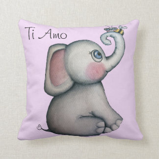 Baby-Elefant mit Bienen-Rosa-Kissen Kissen