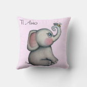 Baby-Elefant mit Bienen-Rosa-Wurfs-Kissen Kissen (Rückseite)