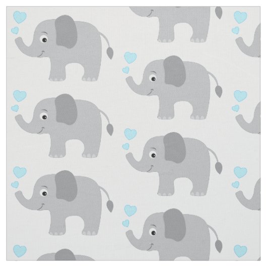Baby Elefant mit blauen Herzen Stoff (Muster)