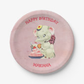 Baby Elefant mit Bow Pappteller (Vorderseite)