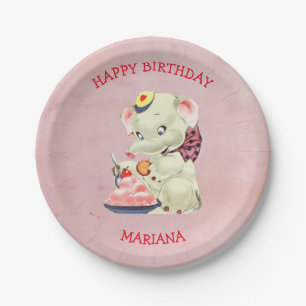 Baby Elefant mit Bow Pappteller