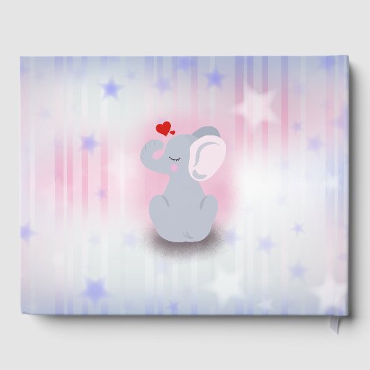 Baby Elefant mit Herz Gästebuch (Rückseite)