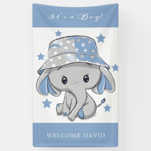 Baby-Elefant mit Hut Baby Shower Banner