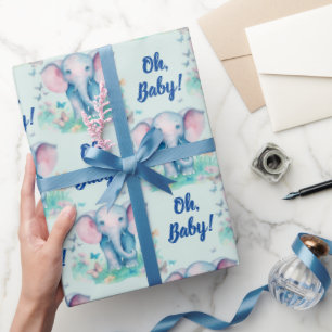Baby Elefant Oh Baby Junge Baby Shower Geschenkpapier