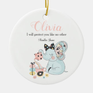 Baby-Elefant-Patin-Taufe-Geschenk | Keramik Ornament