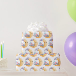 Baby-Elefant schlafend Halbmond-Baby-Party Geschenkpapier