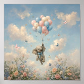 Baby-Elefant schwebende Ballons Poster (Vorne)