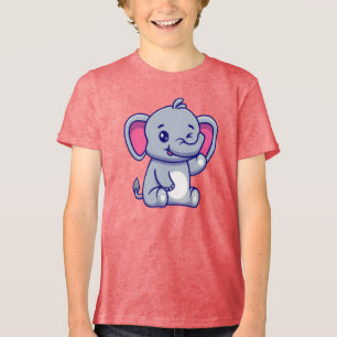 Baby-Elefant sitzt und winkt mit der Hand-23800 Tri-Blend Shirt