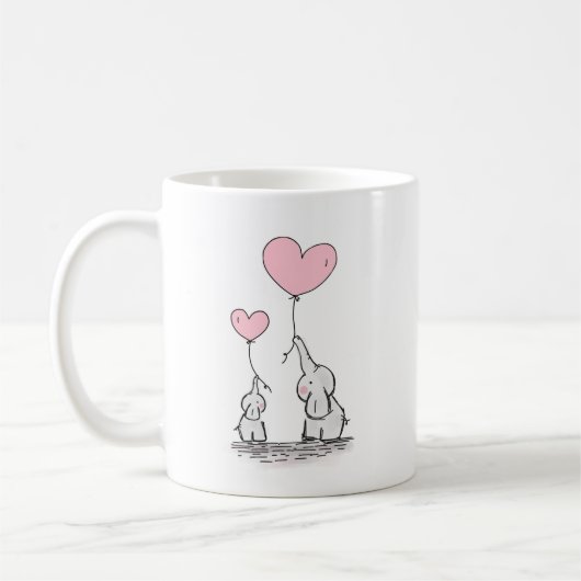 Baby-Elefant- und Mamaherz der Mutter Tagessteigen Kaffeetasse (Links)