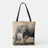 Baby-Elefant und Mutter Tasche (Rückseite)