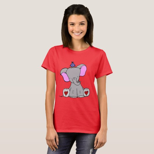 Baby-Elefant-und Vogel-T - Shirt (Vorne ganz)