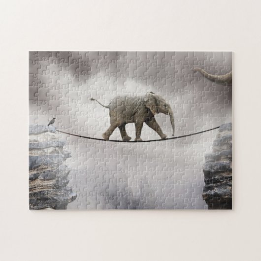 Baby-Elefant-Wege das Drahtseil Puzzle (Horizontal)