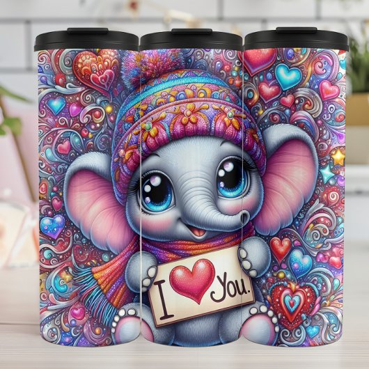 Baby-Elefant Winterherz Thermosbecher