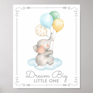 Baby-Elefanten & Ballons Träumen großartige Kinder Poster