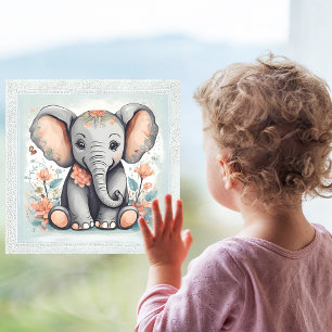 Baby-Elefanten-Fensteraufkleber für Glastür Fensteraufkleber